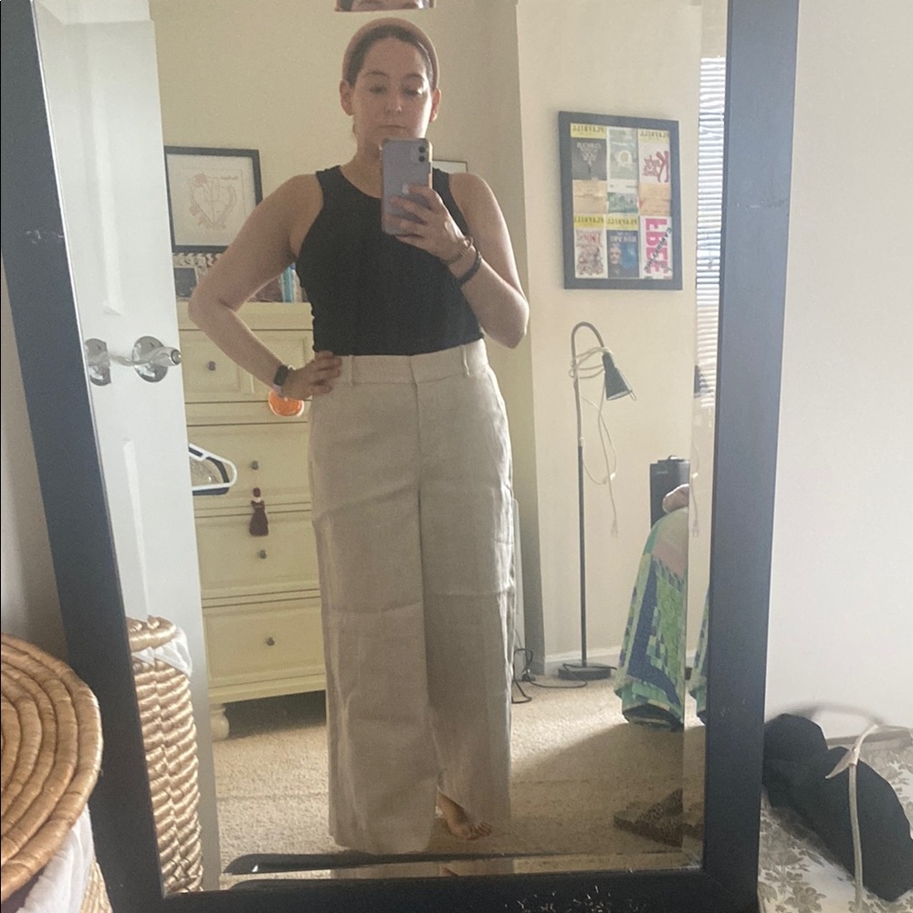 J. Crew Cream Sydney Wide Leg Pants